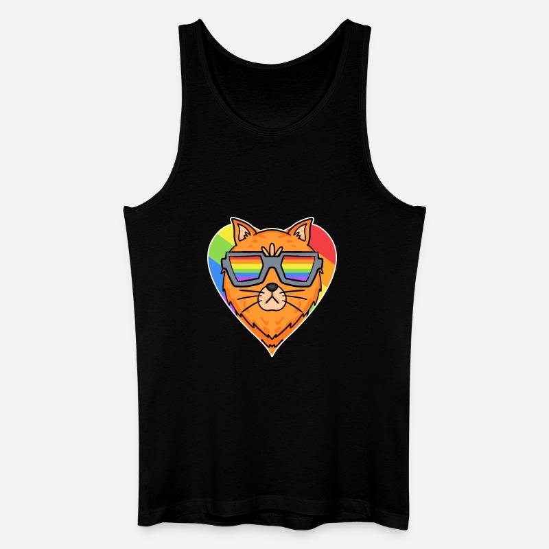 Regenbogen - Katze - Männer Bio Tank Top - Schwarz
