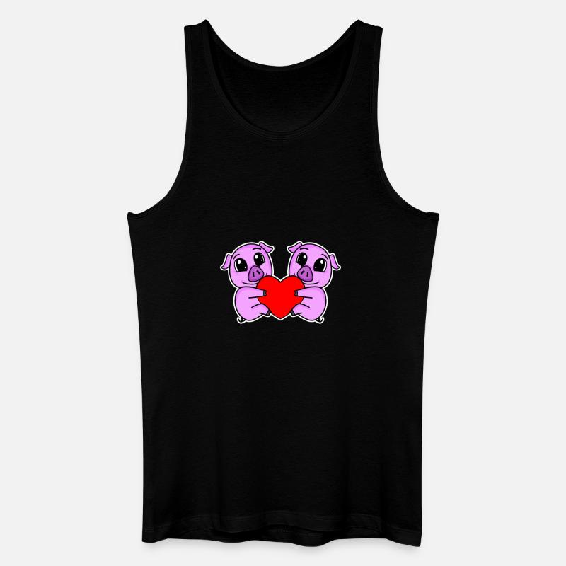 Schwein Herz Liebe Schweine - Männer Bio Tank Top - Schwarz