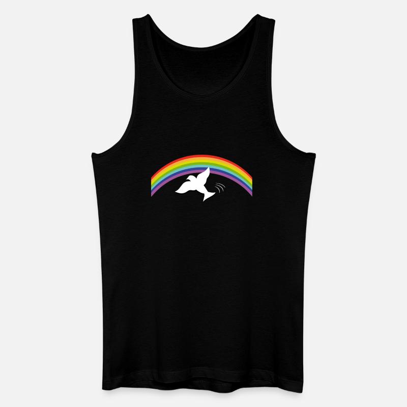 RAINBOW Regenbogen with peace dove - Männer Bio Tank Top - Schwarz