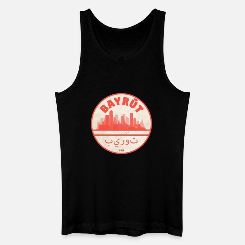 Beirut Skyline Rundlogo Rot - Männer Bio Tank Top - Schwarz