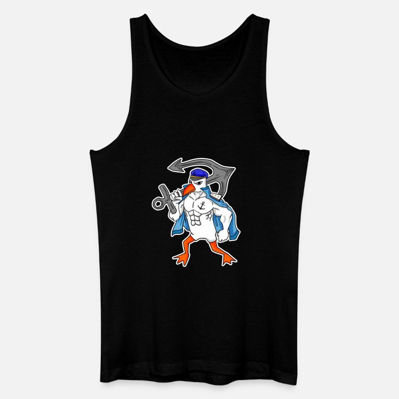 Nordsee Möwe mit Anker - Männer Bio Tank Top - Schwarz