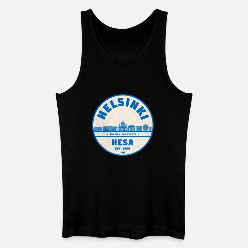 Helsinki Skyline Emblem 1550 - Männer Bio Tank Top - Schwarz
