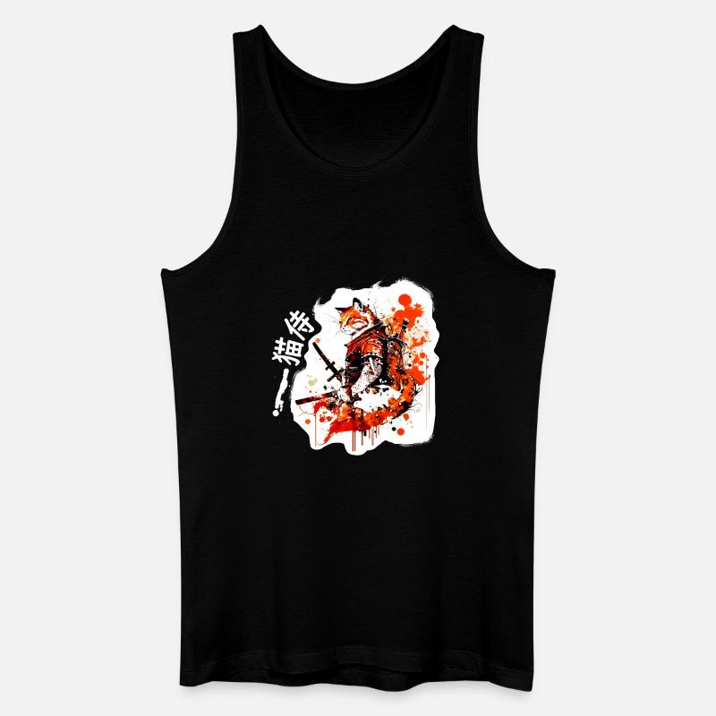 Samurai Katze in Rot - Männer Bio Tank Top - Schwarz