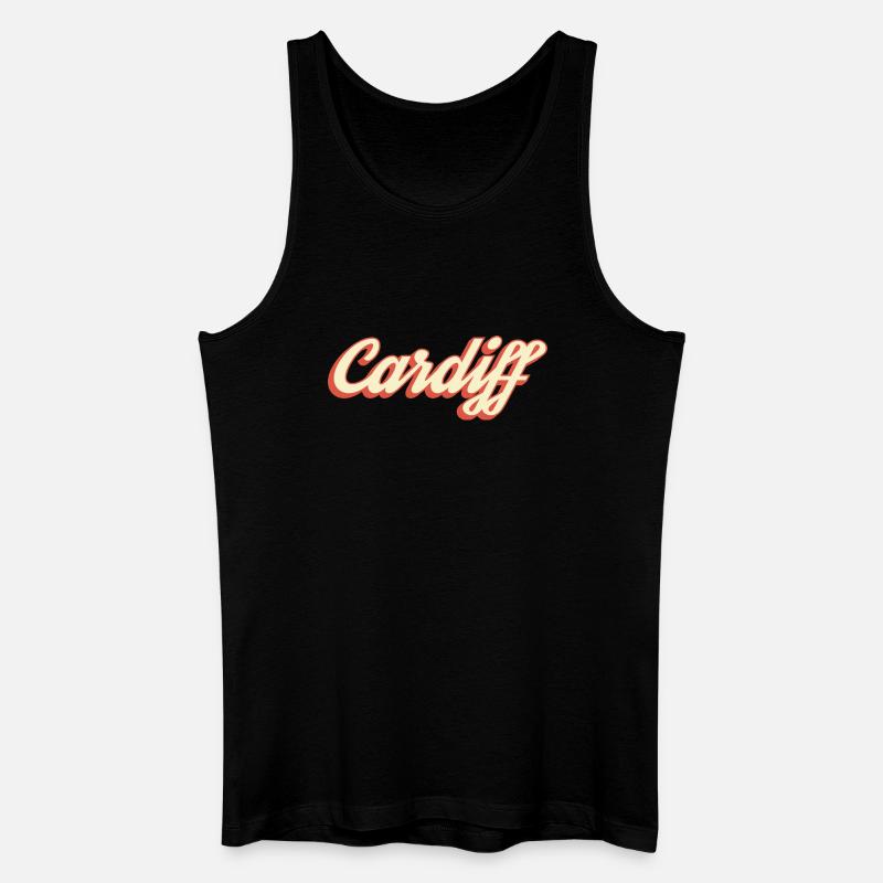 Cardiff Retro Script Logo - Männer Bio Tank Top - Schwarz