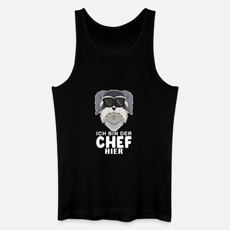 cooler Hund Schnauzer Chef Spruch - Männer Bio Tank Top - Schwarz