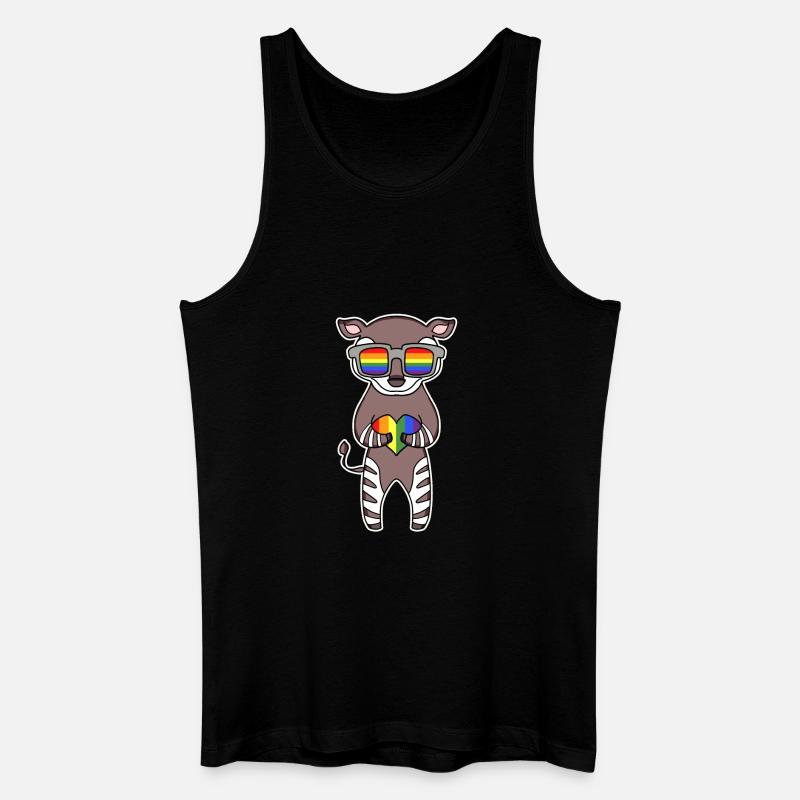 Rainbow - Okapi with glasses - Men’s Organic Tank Top - black