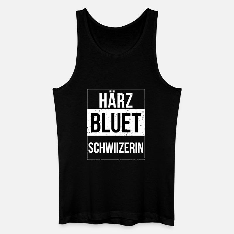 Härzbluetschwiizerin Schwiizerin Schweizerin - Männer Bio Tank Top - Schwarz