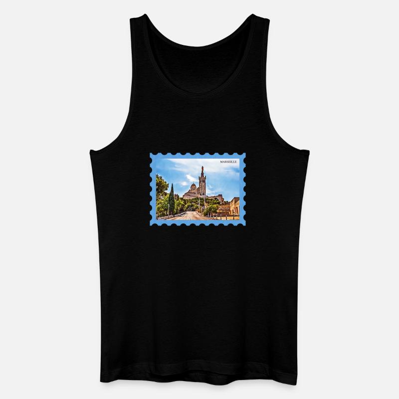 Marseille Basilika Postkarte - Männer Bio Tank Top - Schwarz