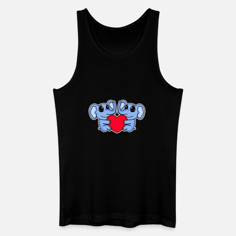Elefant Herz Liebe Elefanten - Männer Bio Tank Top - Schwarz