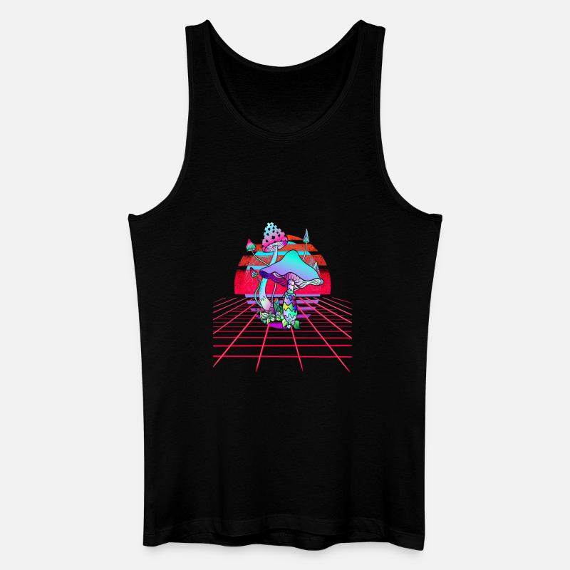 Champignons Psychédéliques - Retro Wave Sunset - Débardeur bio Homme - noir