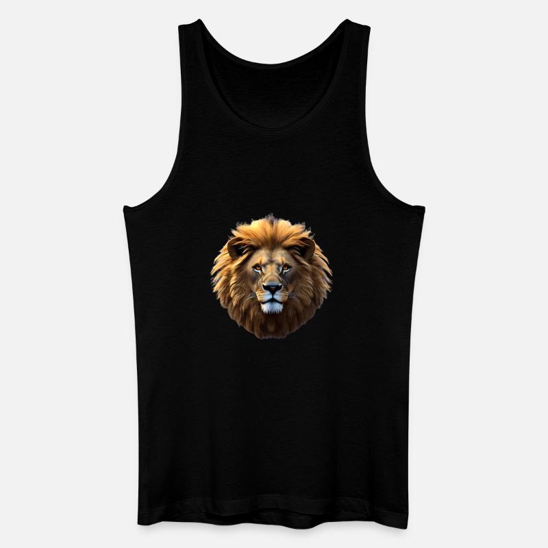 Löwe, Löwenkopf - Männer Bio Tank Top - Schwarz