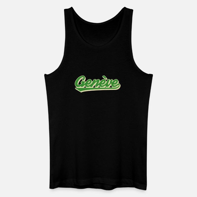 Genève Grün Retro Script - Männer Bio Tank Top - Schwarz