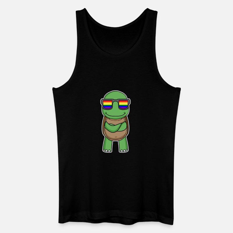 Rainbow - Turtle with glasses - Men’s Organic Tank Top - black