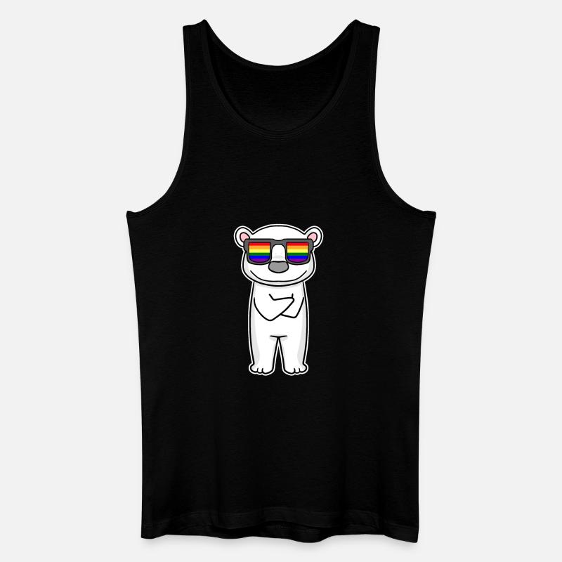 Rainbow - polar bear with glasses - Men’s Organic Tank Top - black