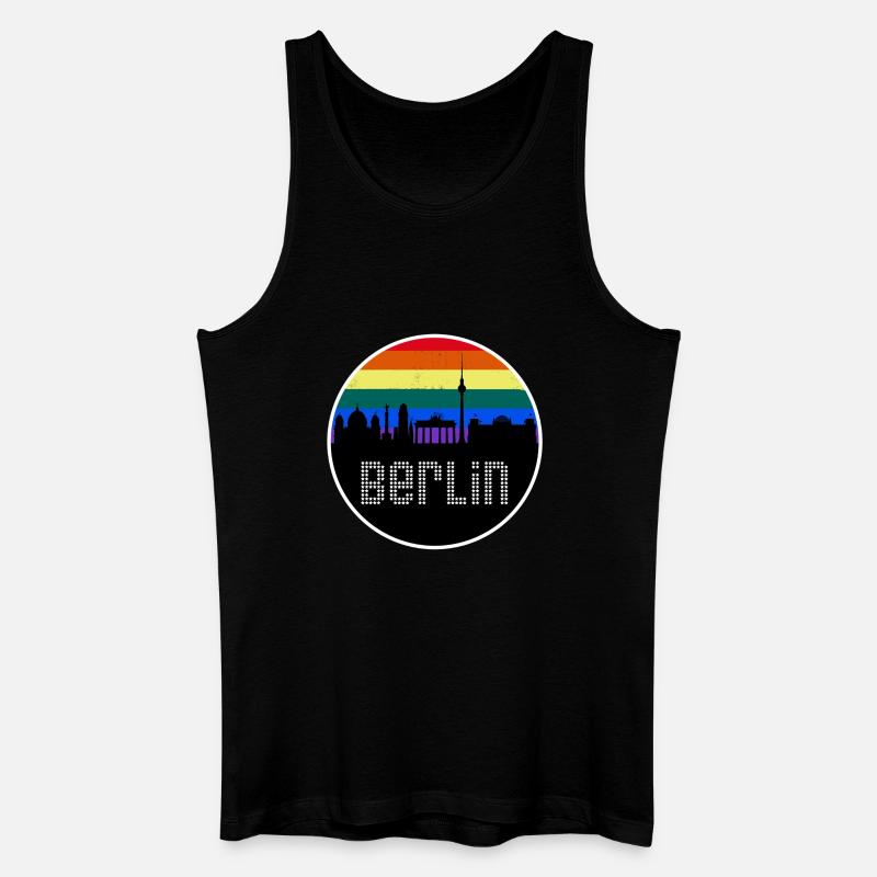 Berlin Skyline Regenbogen - Männer Bio Tank Top - Schwarz