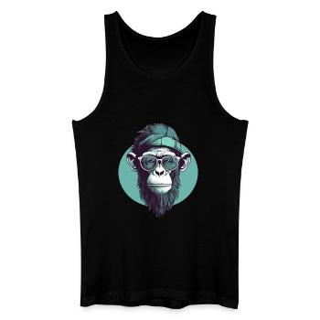 Cooler Hipster Affe mit Brille und Cap - Männer Bio Tank Top - Schwarz - Vorne