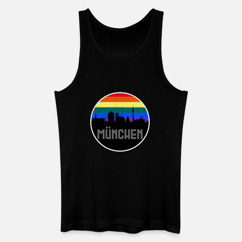 München Skyline Regenbogen - Männer Bio Tank Top - Schwarz