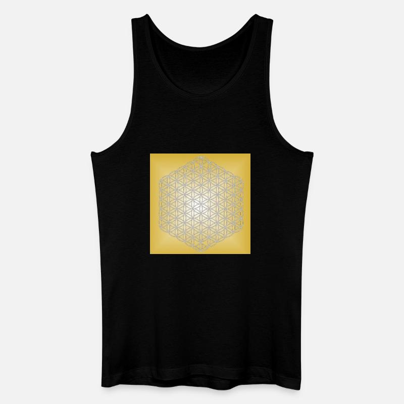 Blume des Lebens silber - 5. Dimension - Männer Bio Tank Top - Schwarz