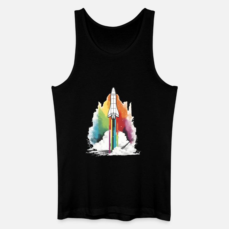 Regenbogen Rakete - Männer Bio Tank Top - Schwarz