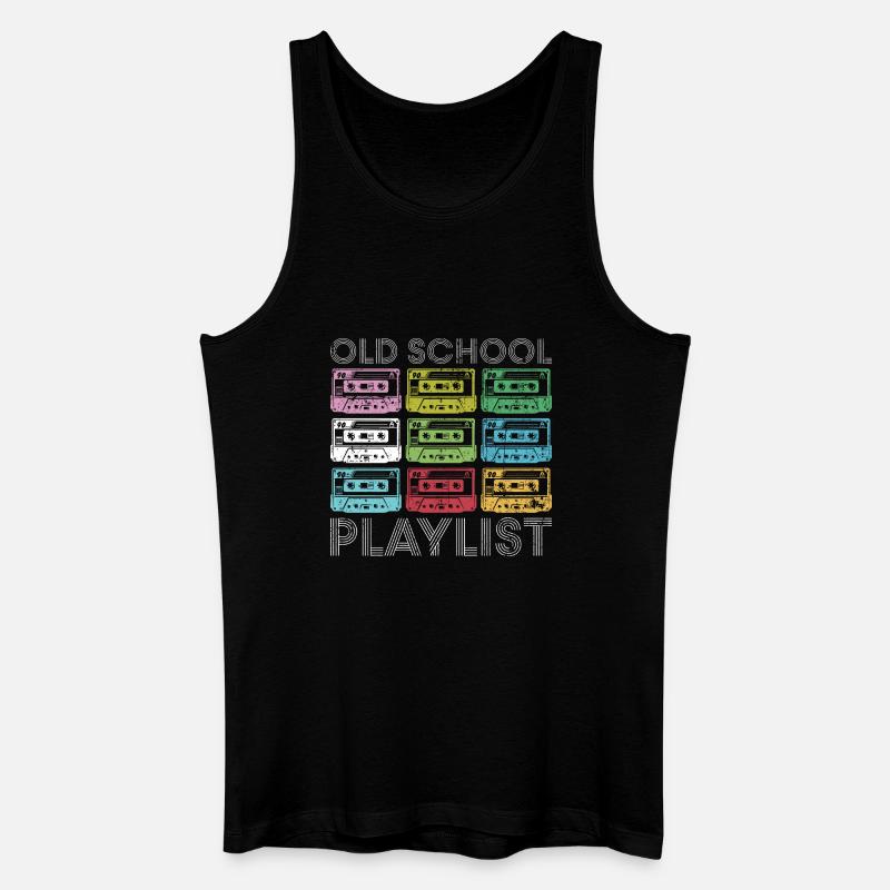 Rainbow Cassette Grid Print - Men’s Organic Tank Top - black