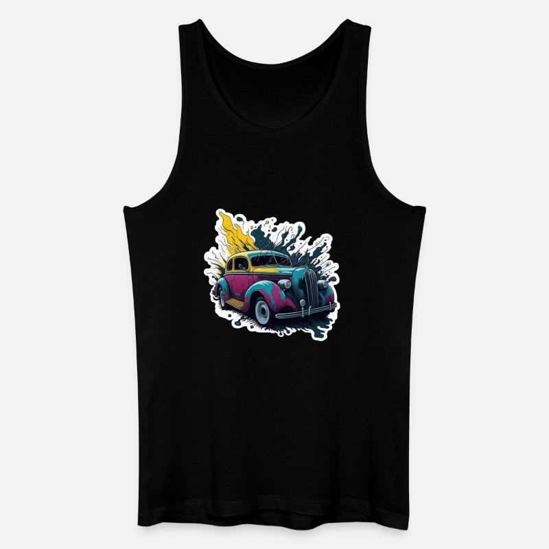 Farbiger Oldtimer Spritzer - Männer Bio Tank Top - Schwarz