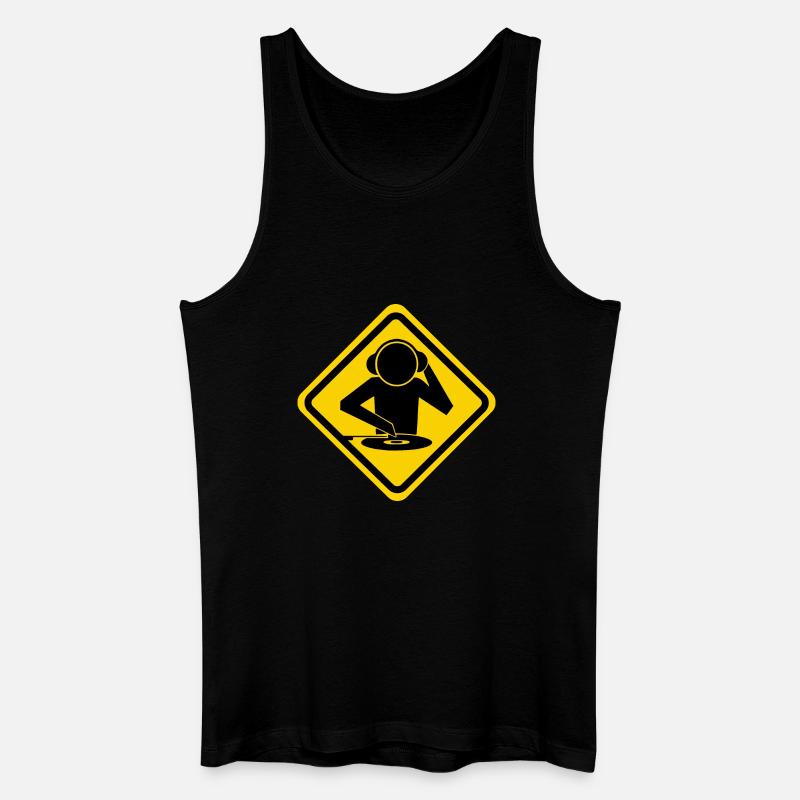 DJ Vinyl Scratch Warnschild - Männer Bio Tank Top - Schwarz