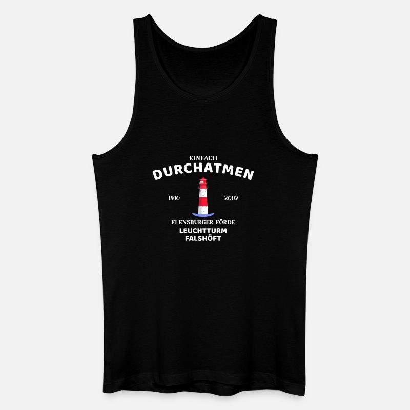 Flensburger Förde, Leuchtturm Falshöft, Durchatmen - Männer Bio Tank Top - Schwarz