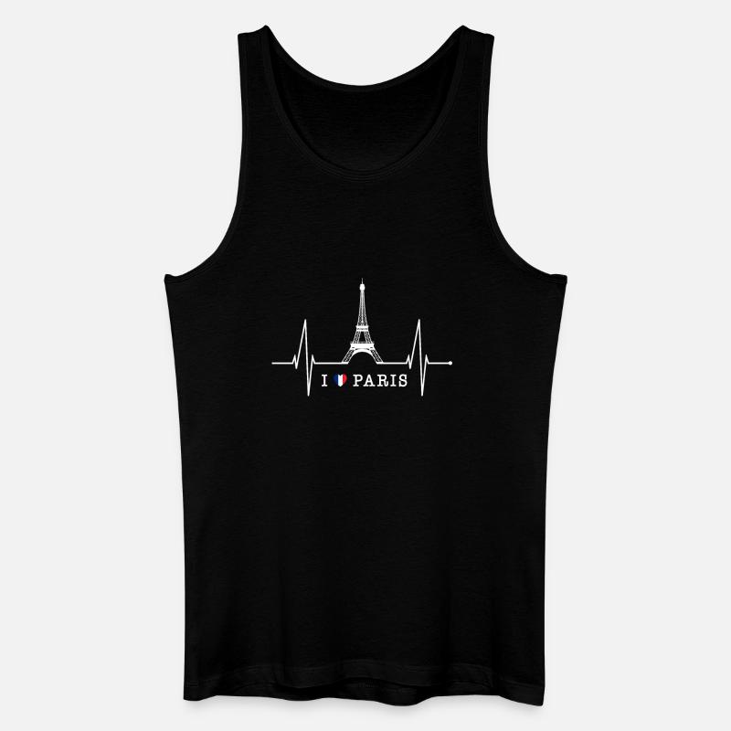 Paris Skyline Herzschlag Eiffelturm Frankreich - Männer Bio Tank Top - Schwarz