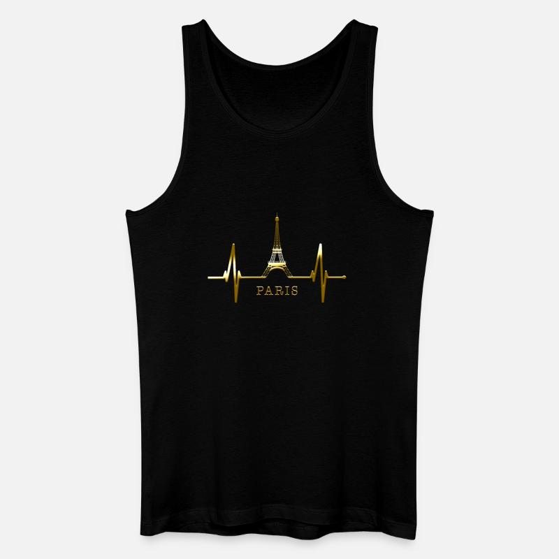 Paris Skyline Herzschlag Eiffelturm Frankreich - Männer Bio Tank Top - Schwarz