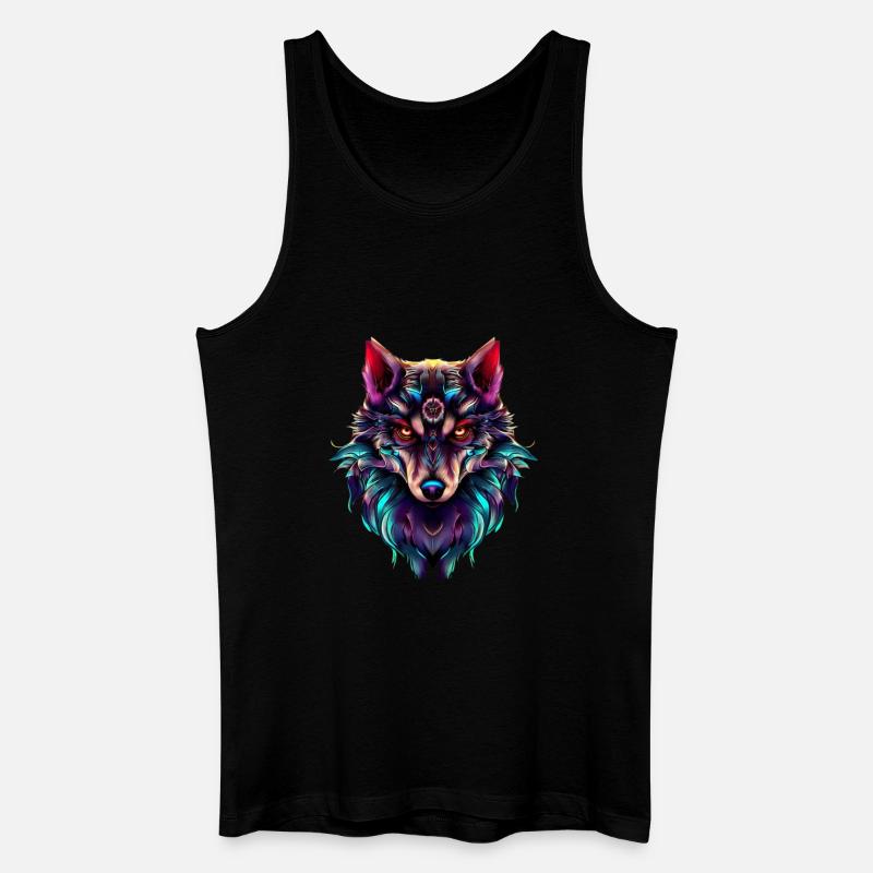 Wolf’s Head Synthwave Wolf - Débardeur bio Homme - noir