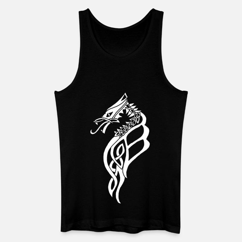 Großer weißer keltischer Drache - Männer Bio Tank Top - Schwarz