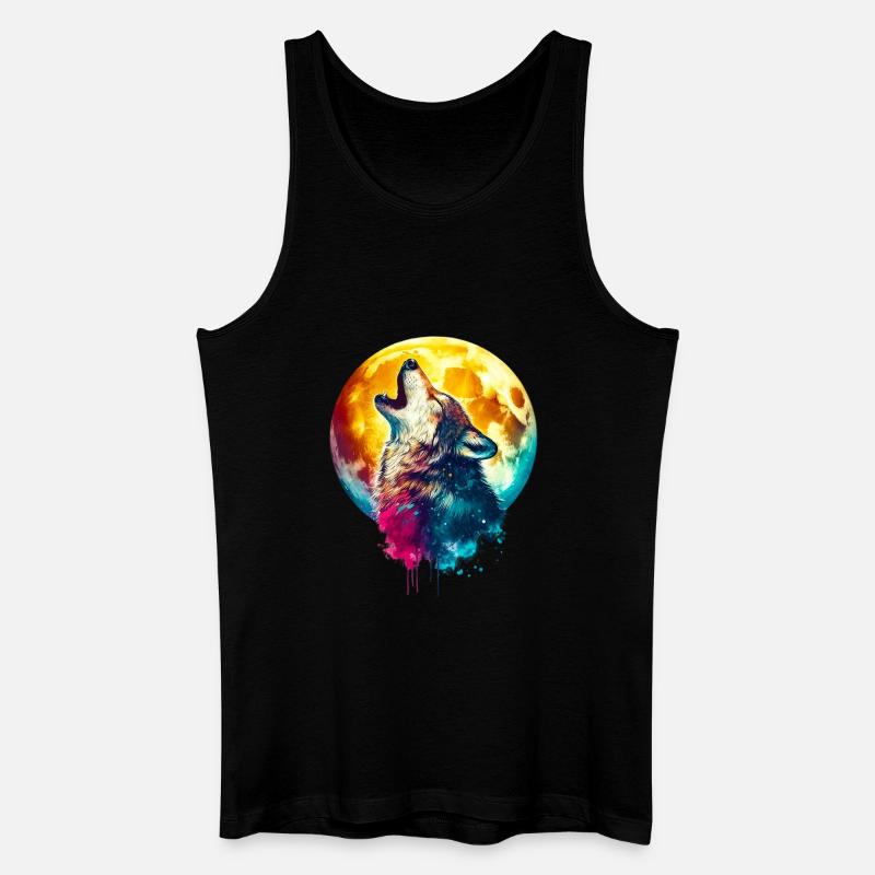 Wolf heult den Mond an - Männer Bio Tank Top - Schwarz