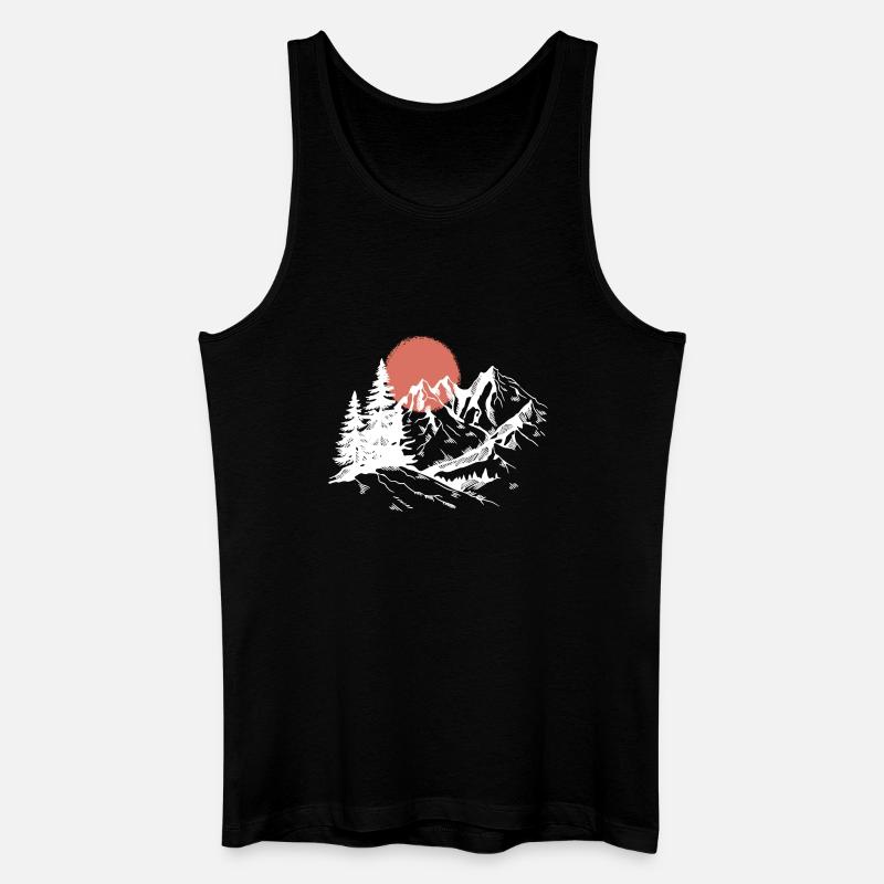 Sunset Peak Silhouette - Männer Bio Tank Top - Schwarz