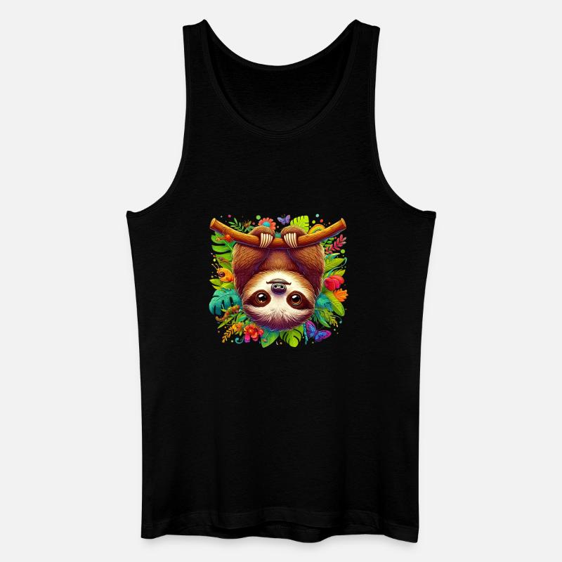 Faultier - Männer Bio Tank Top - Schwarz