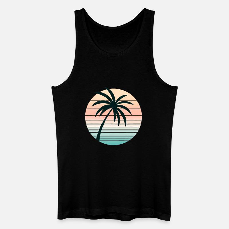 Synthwave Palme - Männer Bio Tank Top - Schwarz