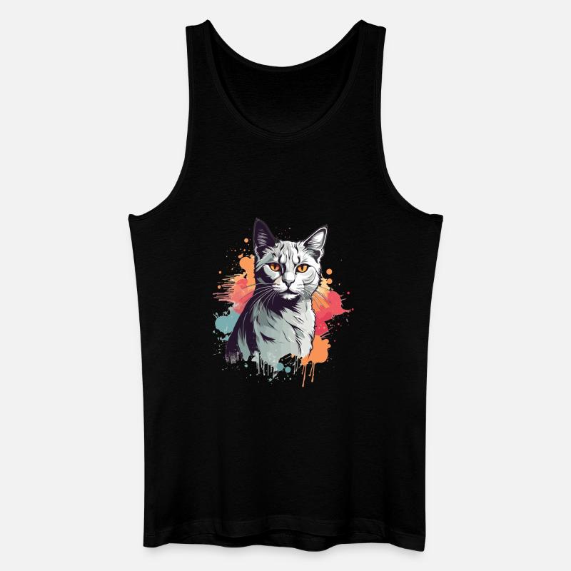 Süße graue Katze - Männer Bio Tank Top - Schwarz