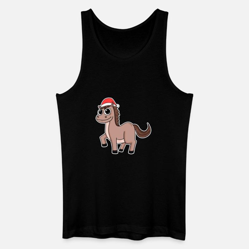 Pferd Weihnachten - Männer Bio Tank Top - Schwarz