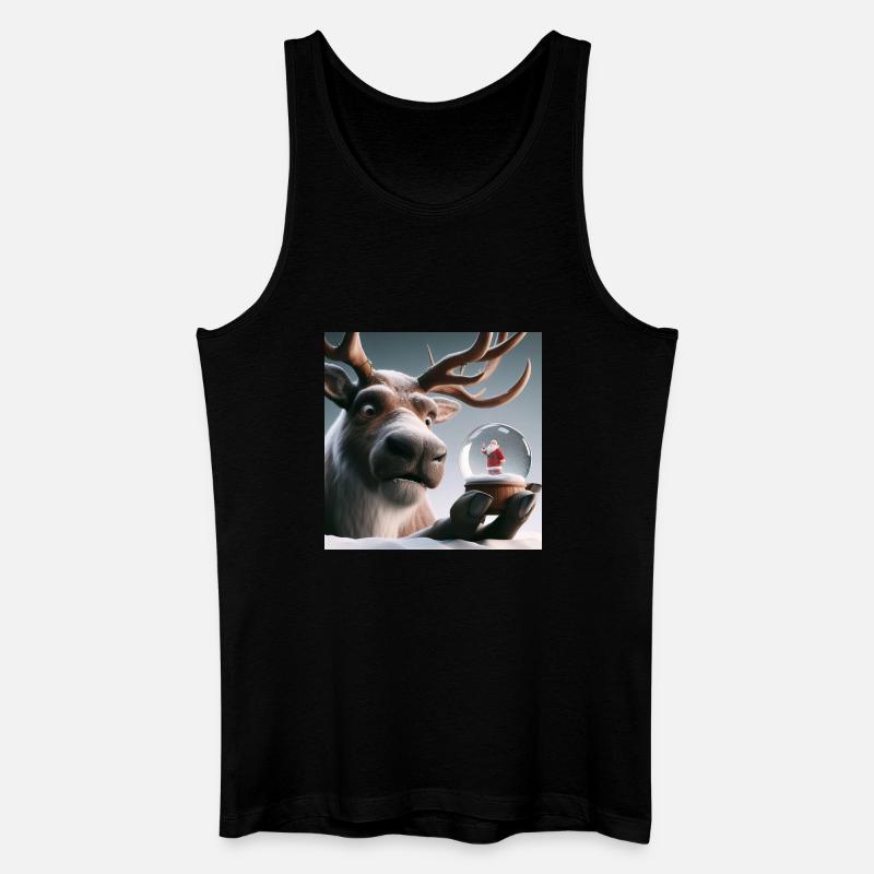Rentier mit Weihnachtsmann in Schneekugel - Männer Bio Tank Top - Schwarz