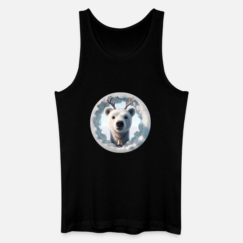 Rentier Kopf schaut durch Eis - Männer Bio Tank Top - Schwarz