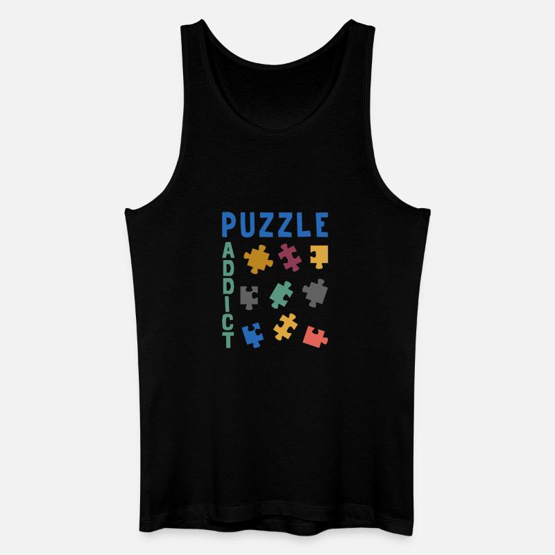 Süchtig nach Puzzles - Männer Bio Tank Top - Schwarz