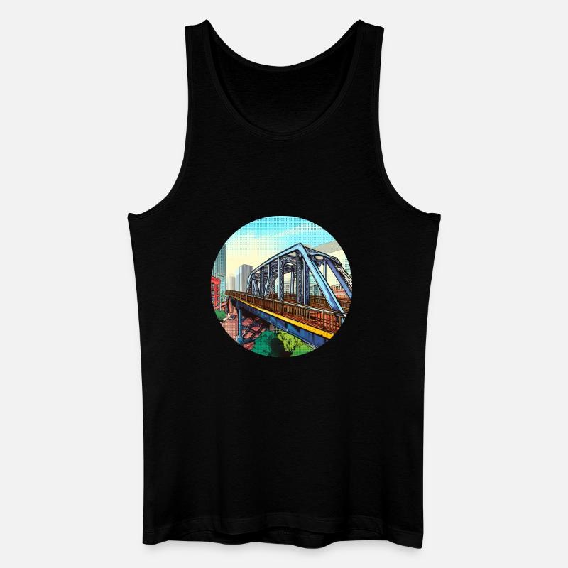 Comic Brücke in Stadt - Männer Bio Tank Top - Schwarz