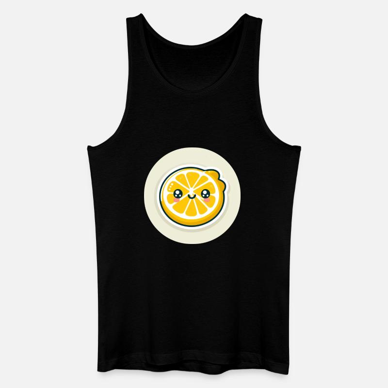 Gelbe Zitronenscheibe mit Gesicht - Männer Bio Tank Top - Schwarz