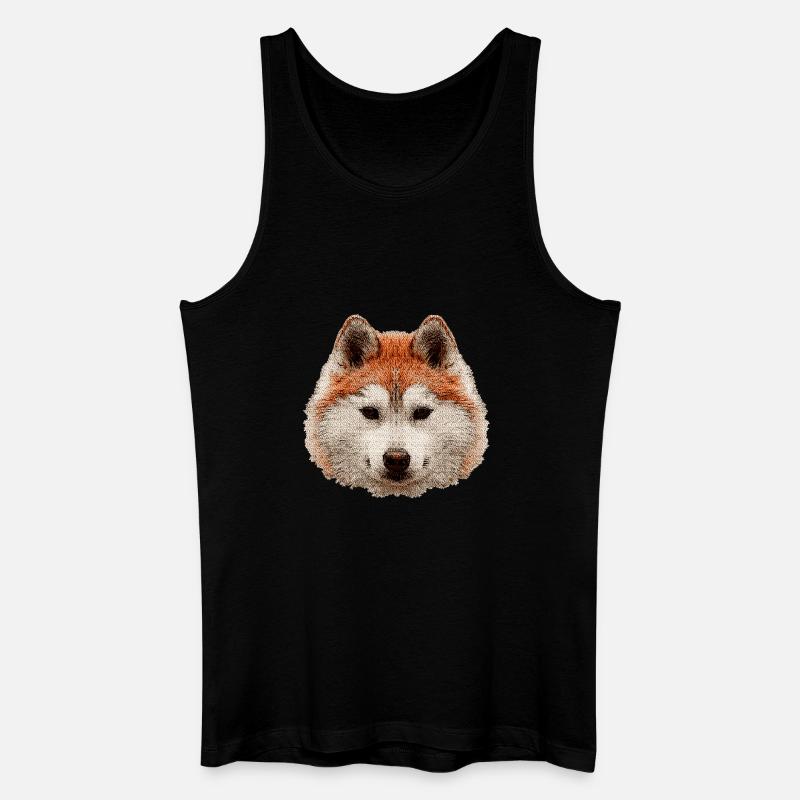 schlittenhunde, Huskykopf wasserfarboptik - Männer Bio Tank Top - Schwarz
