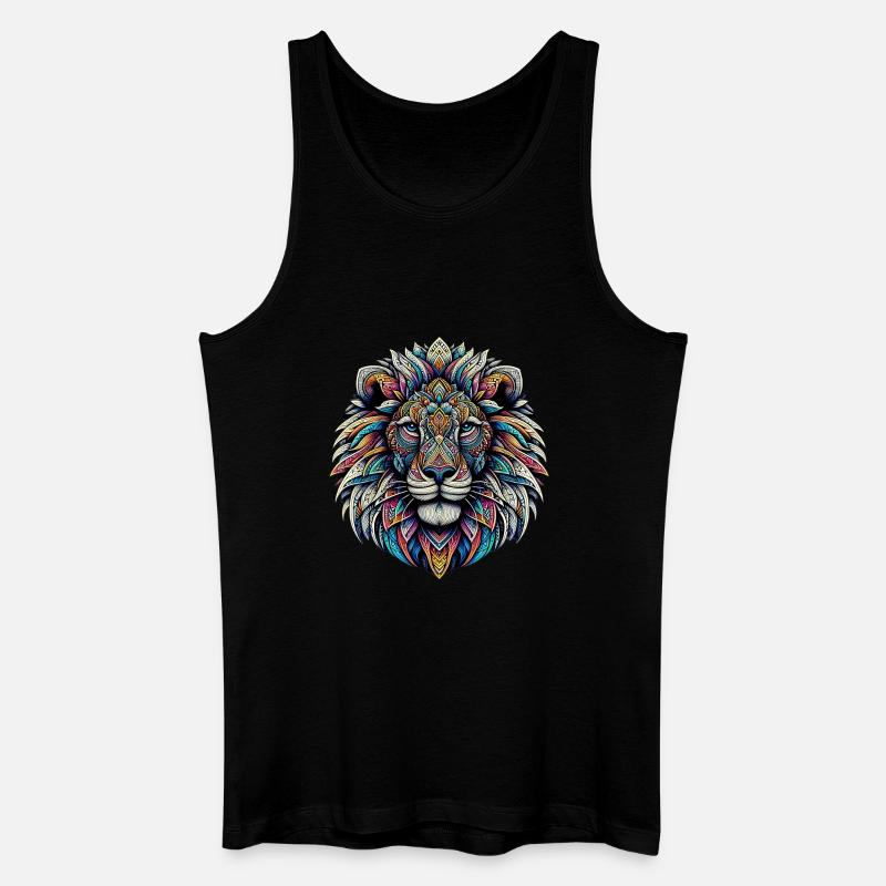 Löwe mit Mandalas verziert - Männer Bio Tank Top - Schwarz