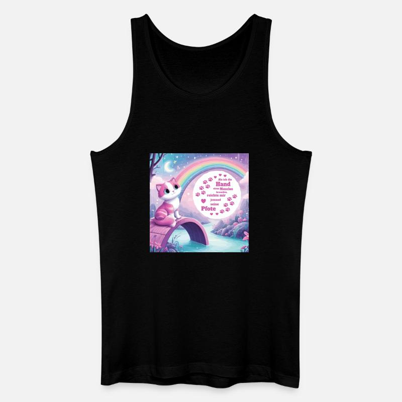 Katze mit Regenbogen - Männer Bio Tank Top - Schwarz