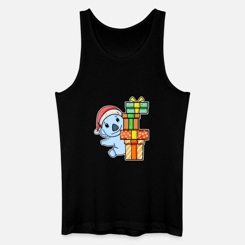 Koala mit Weihnachtsmütze und Weihnachtsgeschenk - Männer Bio Tank Top - Schwarz