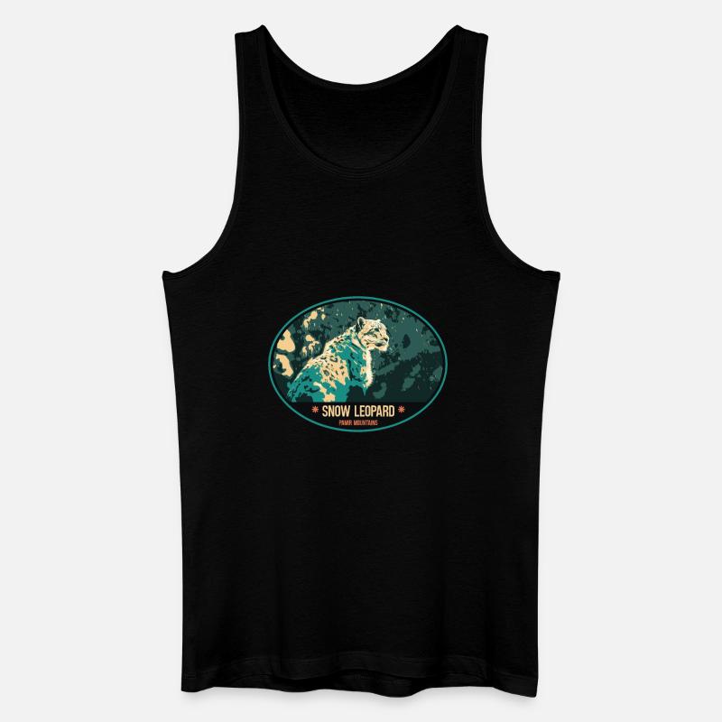Schneeleopard Illustration Aufnäher - Männer Bio Tank Top - Schwarz