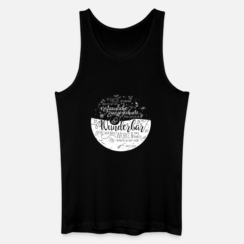 Wunderbar sind deine Werke - Psalm 139 - Männer Bio Tank Top - Schwarz