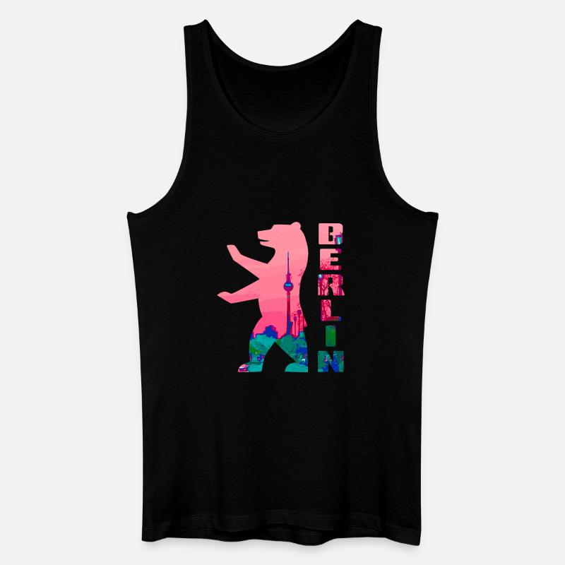 Berlin Bär Neon Silhouette - Männer Bio Tank Top - Schwarz