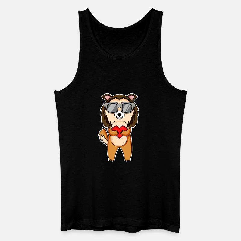 Hund mit Herz und Brille - Männer Bio Tank Top - Schwarz